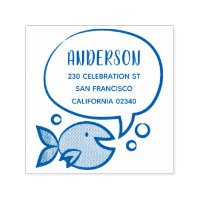 Cute Fish Speech Bubble Family Name Return Address