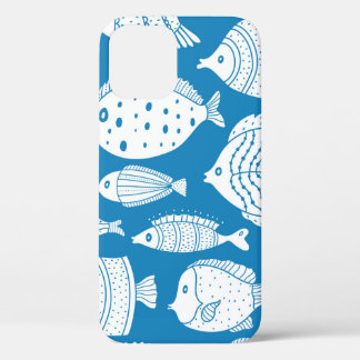 Cute fish vintage set. Decorative illustration. Co iPhone 12 Case