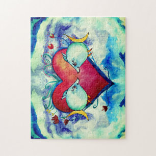 Cute Fishes & Heart Jigsaw Puzzle