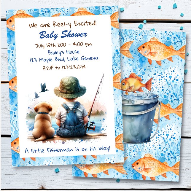 Cute Fishing Themed Boy's Baby Shower  Invitation (Creator Uploaded)