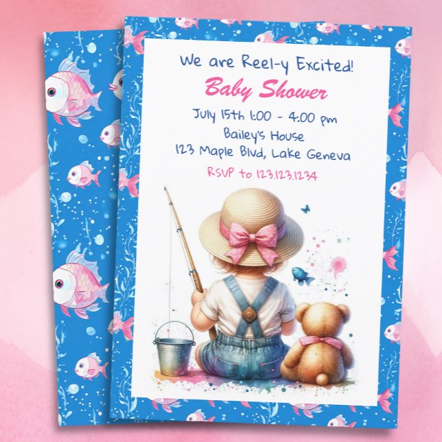 Cute Fishing Themed Girl's Baby Shower  Invitation (Creator Uploaded)