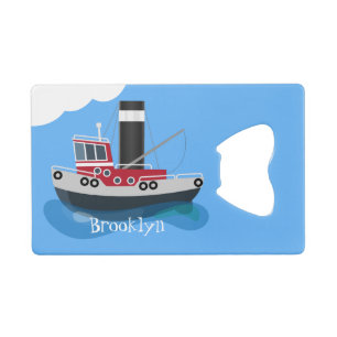 Cute fishing trawler boat cartoon illustration
