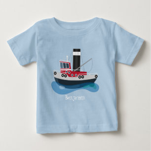 Cute fishing trawler boat cartoon illustration baby T-Shirt