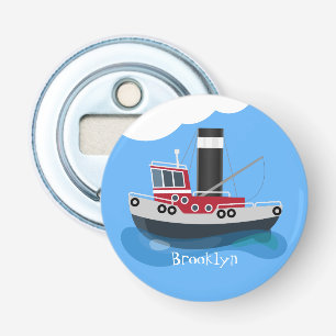 Cute fishing trawler boat cartoon illustration bottle opener