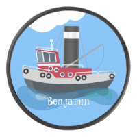 Cute fishing trawler boat cartoon illustration