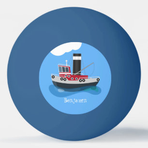 Cute fishing trawler boat cartoon illustration ping pong ball