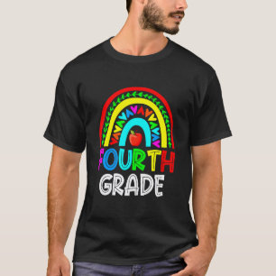 Cute Fist Day Of School 4th Grade Rainbow Teacher T-Shirt
