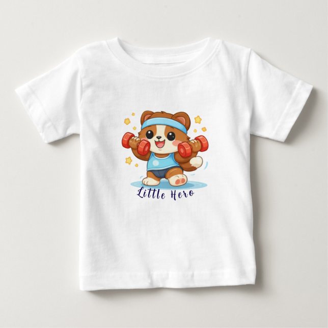 Cute Fitness Bear Baby T-Shirt (Front)