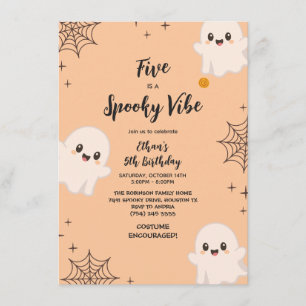 Cute Five is a Spooky Vibe Halloween 5th Birthday Invitation