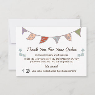 Cute Flag & Flowers Thank You For Your Order Card