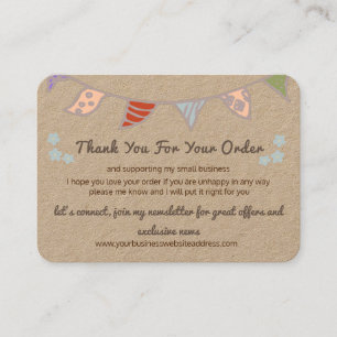 Cute Flag Kraft Thank You For Your Order QR code Business Card