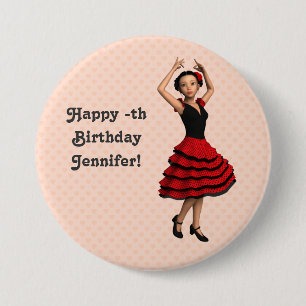 Cute Flamenco Dancer (Personalised) 7.5 Cm Round Badge