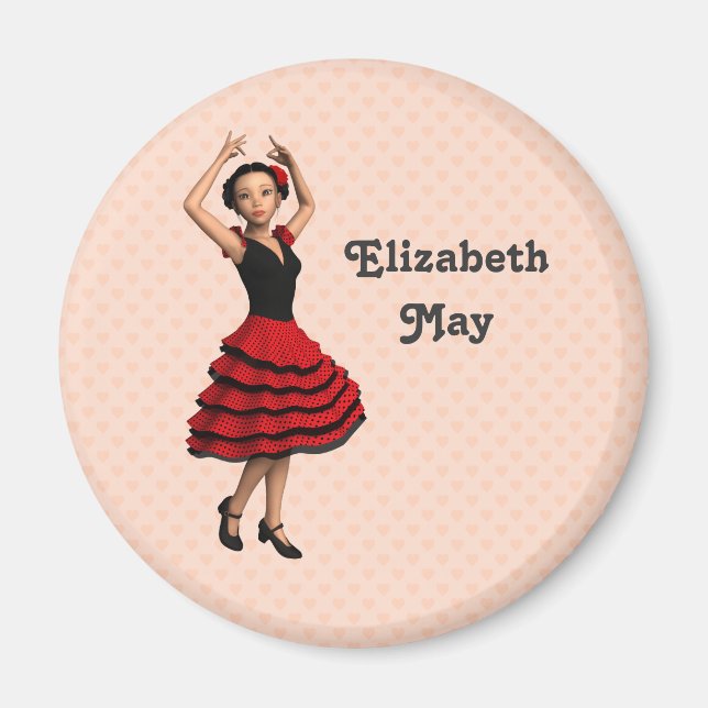 Cute Flamenco Dancer (Personalised) Magnet (Front)