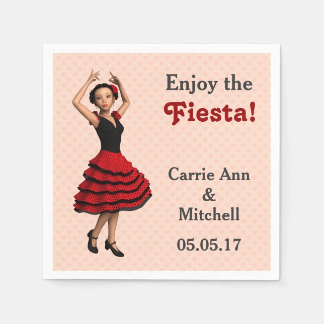 Cute Flamenco Dancer (Personalised) Napkin (Front)