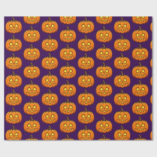 Cute Flaming Pumpkin Halloween Pattern Wrapping  Paper