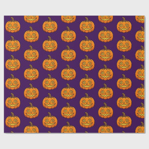 Cute Flaming Pumpkin Halloween Pattern Wrapping  Paper