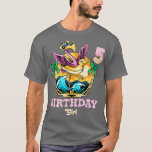 Cute Flamingo 5th Birthday Girl T-Shirt