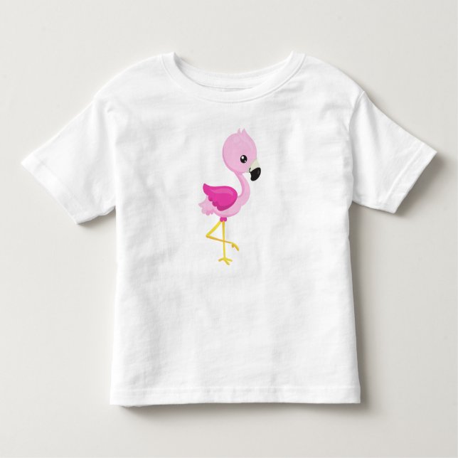 Cute Flamingo, Baby Flamingo, Pink Flamingo, Bird Toddler T-Shirt (Front)