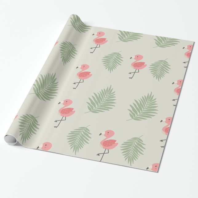 Cute Flamingo baby shower  Wrapping Paper (Unrolled)