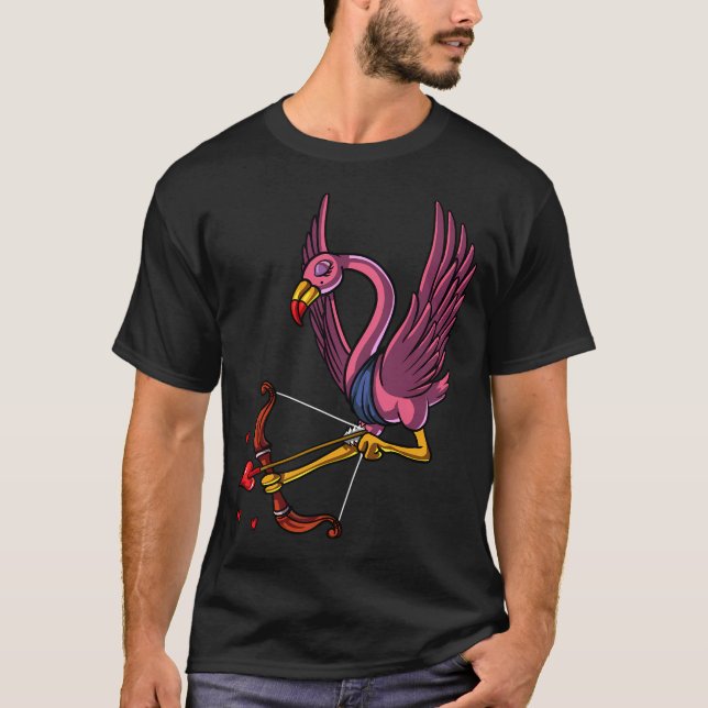 Cute Flamingo Bird Cupid T-Shirt (Front)