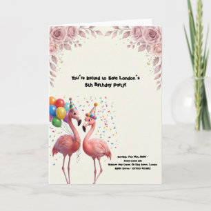 Cute Flamingo Birthday Party Card