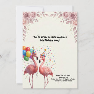 Cute Flamingo Birthday Party Invitation