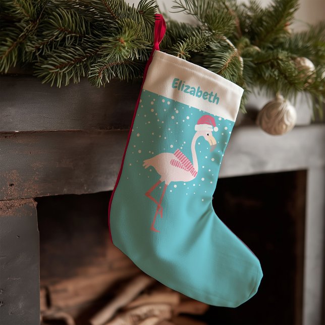 Cute Flamingo Christmas Small Christmas Stocking (Creator Uploaded)