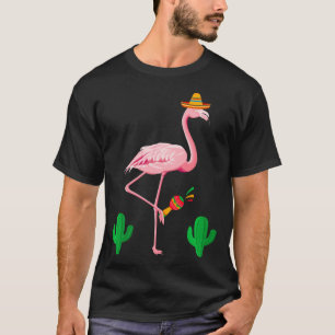 Cute Flamingo Cinco De Mayo Mexican Sombrero Marac T-Shirt