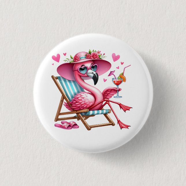 Cute Flamingo clipart 3 Cm Round Badge (Front)