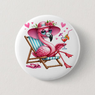 Cute Flamingo clipart 6 Cm Round Badge