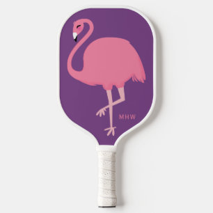 Cute Flamingo custom monogram Pickleball Paddle