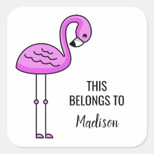 Cute Flamingo custom name & text stickers