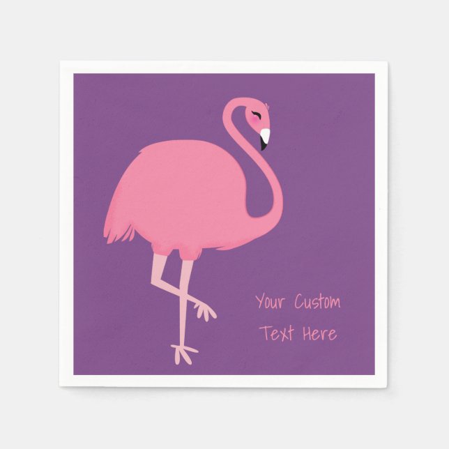 Cute Flamingo custom text paper napkins (Front)