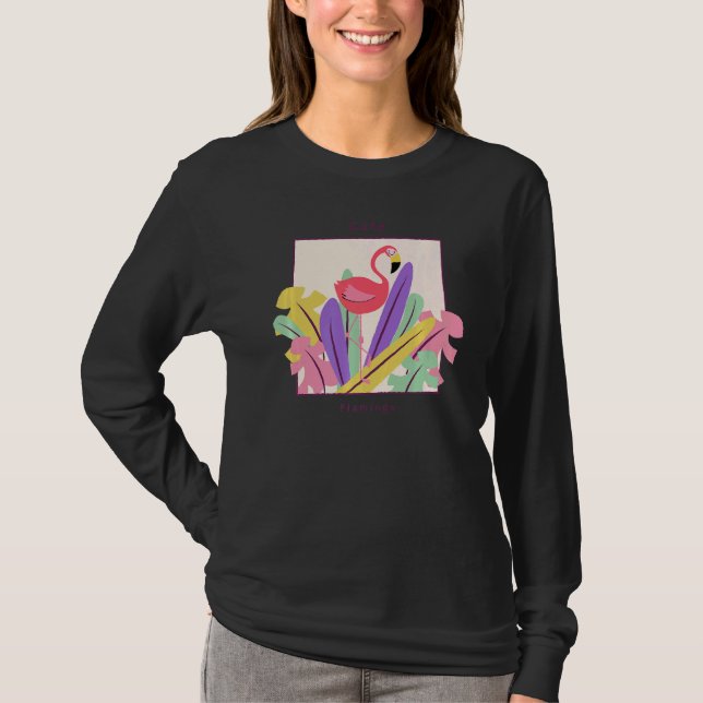 Cute Flamingo  Flocked Graphics Apperal  2 T-Shirt (Front)