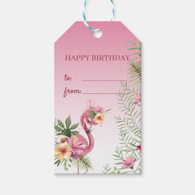 Cute Flamingo Gift Tags (Front)