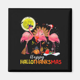 Cute Flamingo HalloThanksmas Happy Halloween Thank Magnet