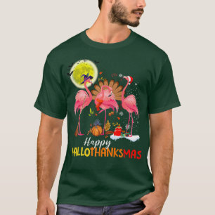 Cute Flamingo HalloThanksmas Happy Halloween Thank T-Shirt
