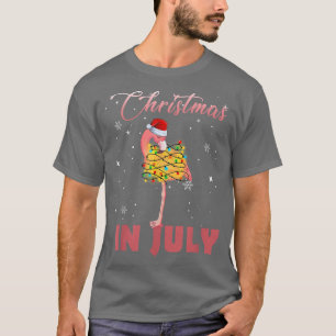 Cute Flamingo in Santa Hat Christmas In July for W T-Shirt