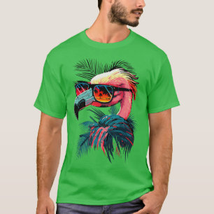 Cute Flamingo in Sunglasses Retro Vintage Funny Be T-Shirt