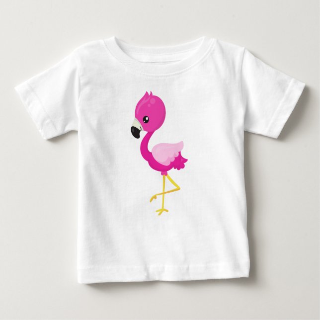 Cute Flamingo, Little Flamingo, Pink Flamingo Baby T-Shirt (Front)