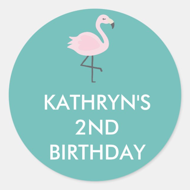 Cute Flamingo Pastel Personalised Sticker (Front)