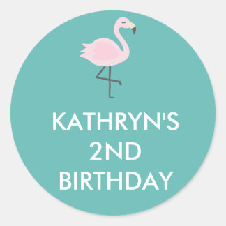 Cute Flamingo Pastel Personalised Sticker