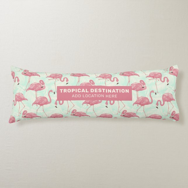 Cute Flamingo pattern custom text Body Cushion (Front)