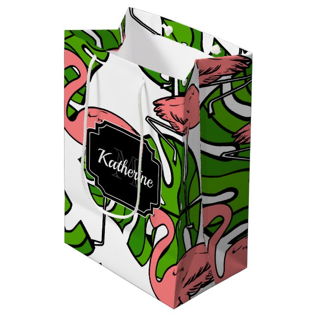 Cute Flamingo Pattern Medium Gift Bag (Front Angled)