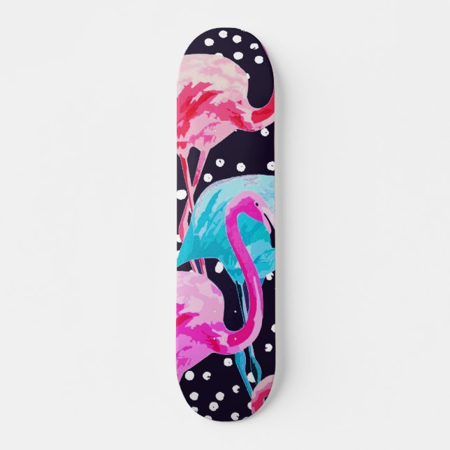 Cute Flamingo Pattern Skateboard (Front)