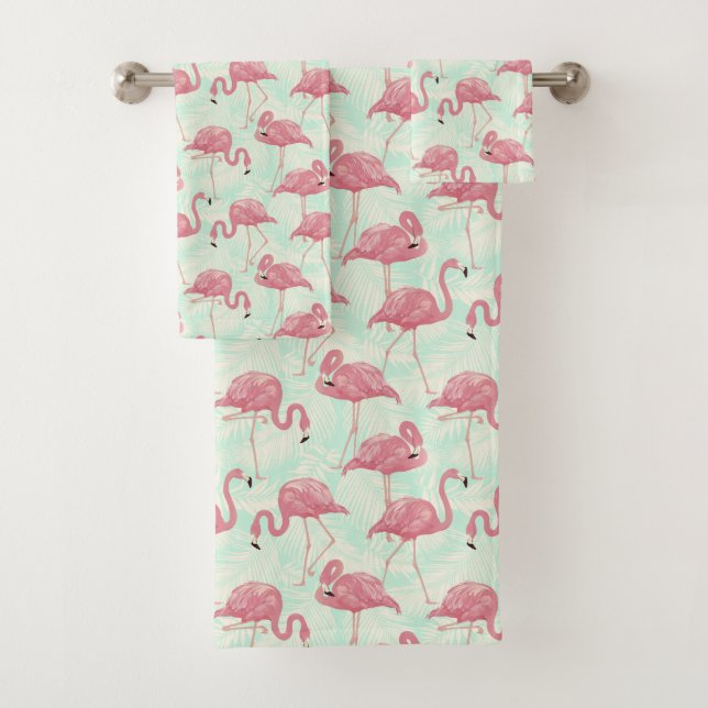 Cute Flamingo Pattern towel set (Insitu)