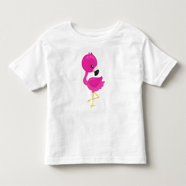Cute Flamingo, Pink Flamingo, Baby Flamingo, Bird Toddler T-Shirt (Front)