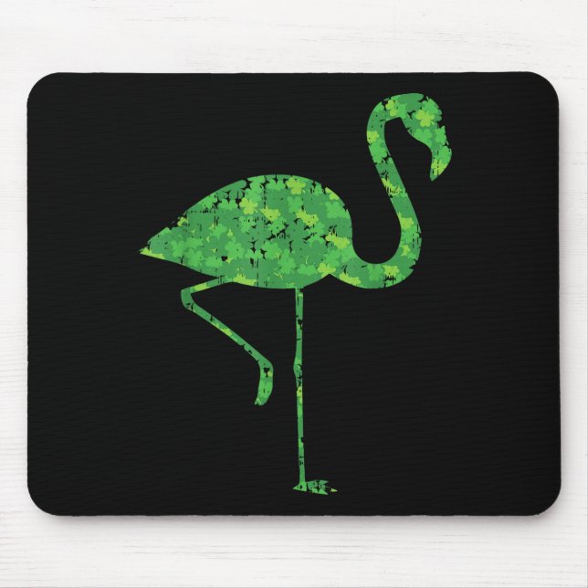 Cute Flamingo Shamrocks Shirt St Patricks Day Anim Mouse Pad (Front)