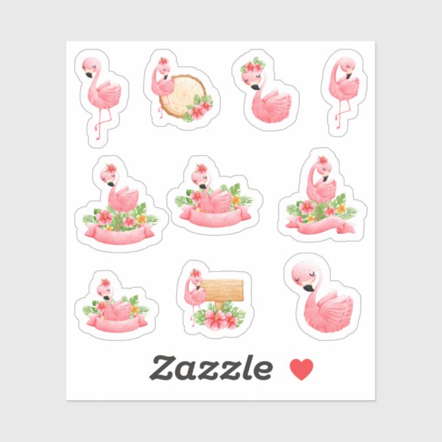 Cute Flamingo Stickers (Sheet)
