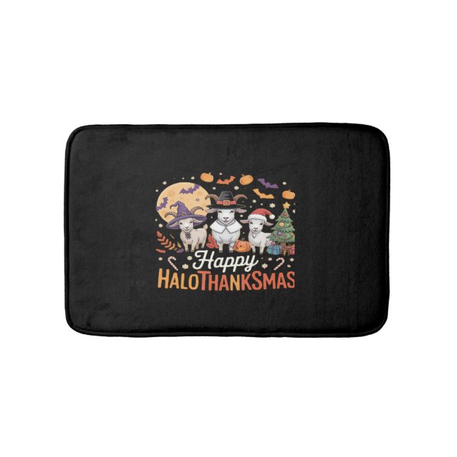 Cute Flamingo Thanksgiving I'm Not a Turkey! Funny Bath Mat (Front)